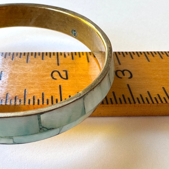 Blue Shell Mosaic Bangle, Vintage Bracelet - Picture 8 of 8